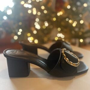 A New Day Diana Black Gold Buckle Mule Size 10